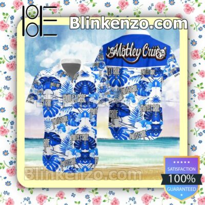 Motley Crue Blue Tropical Leaves Summer Shirt