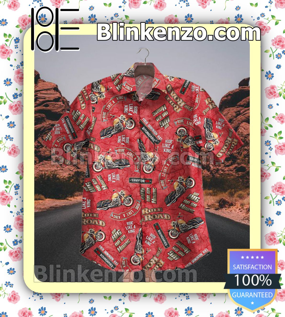 Motorcycle Ride Like A King Red Casual Button-down Shirts
