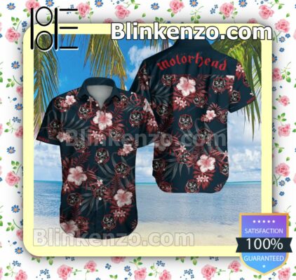 Motorhead Logo Tropical Pattern Navy Summer Shirts