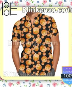 Mouse Ears Halloween Pumpkins Disney Inspired Summer Hawaiian Shirt, Mens Shorts