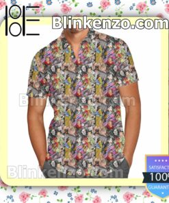 Mulan Sketched Disney Cartoon Graphics Summer Hawaiian Shirt, Mens Shorts