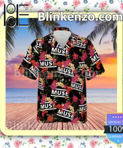 Muse Rock Band Floral Pattern Summer Hawaiian Shirt, Mens Shorts