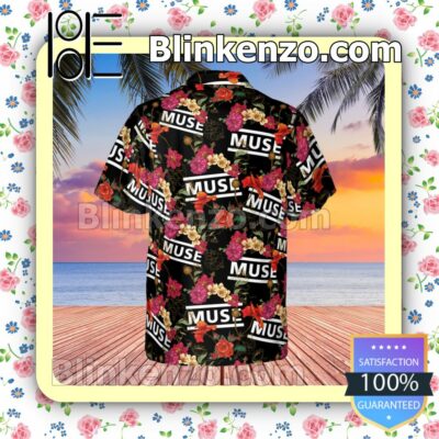 Muse Rock Band Floral Pattern Summer Hawaiian Shirt, Mens Shorts a