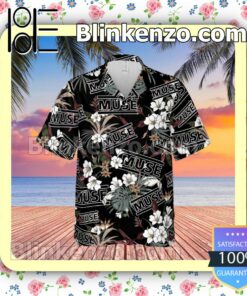 Muse Rock Band Logo Tropical Forest Black Summer Hawaiian Shirt, Mens Shorts