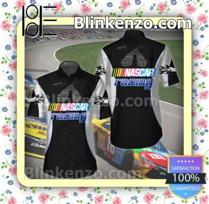 Nascar Racing Black And White Button-down Shirts
