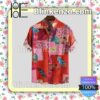 National Floral Printed Style Patchwork Red Summer Shirts