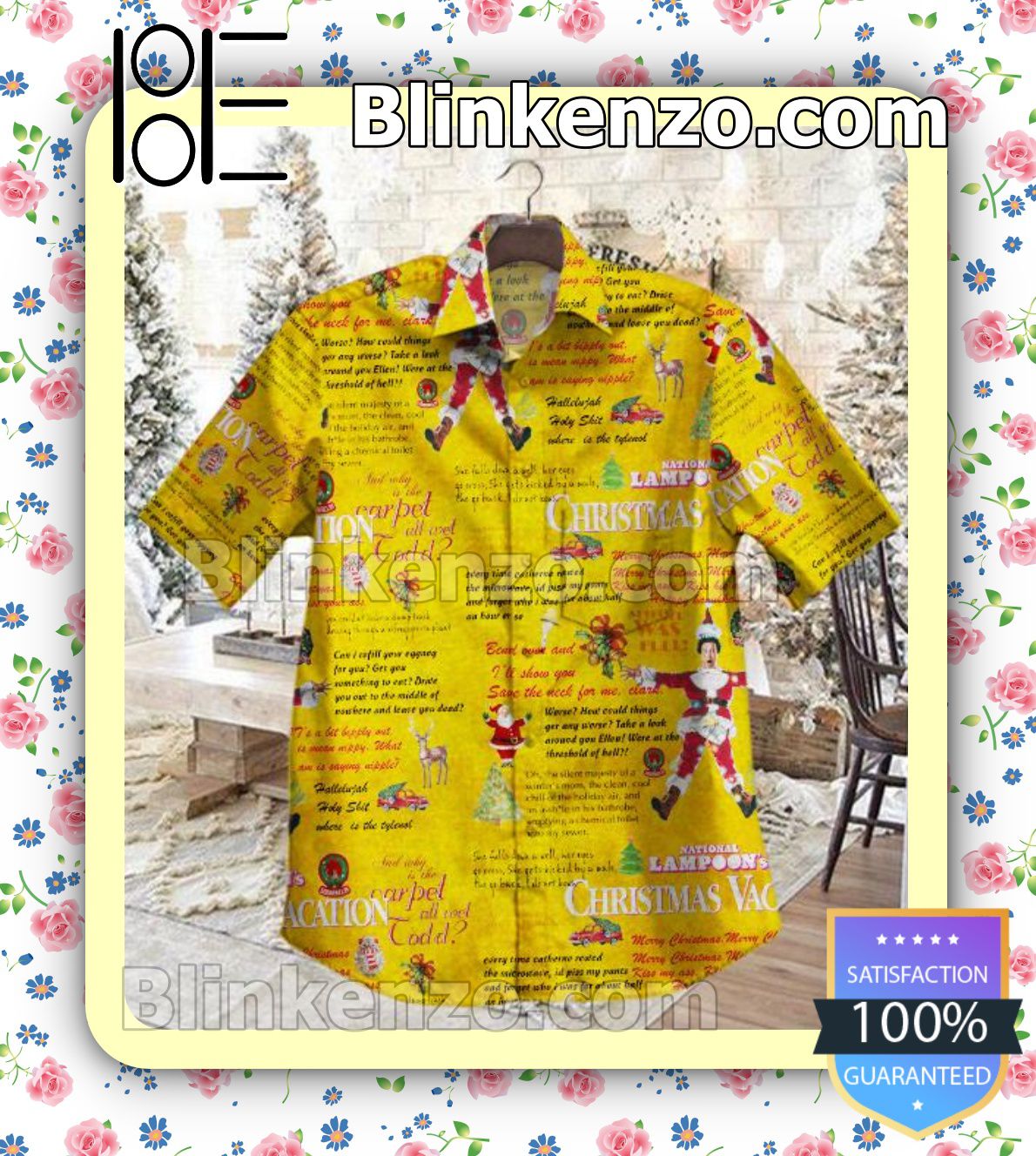 National Lampoon's Christmas Vacation Yellow Casual Button-down Shirts