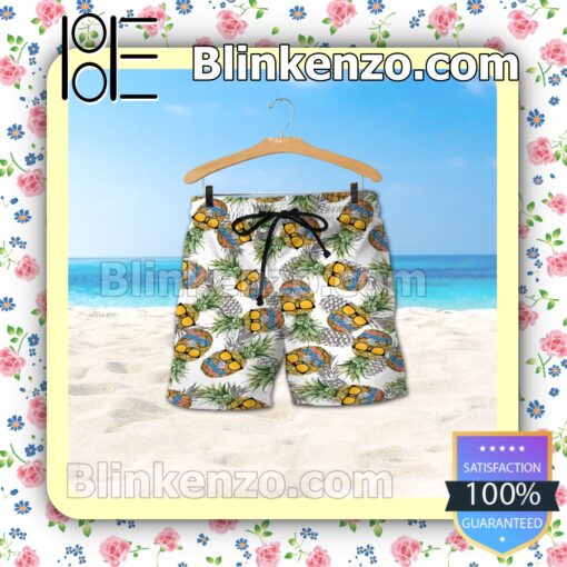 Natural Light Funny Pineapple Seamless Pattern Summer Hawaiian Shirt b