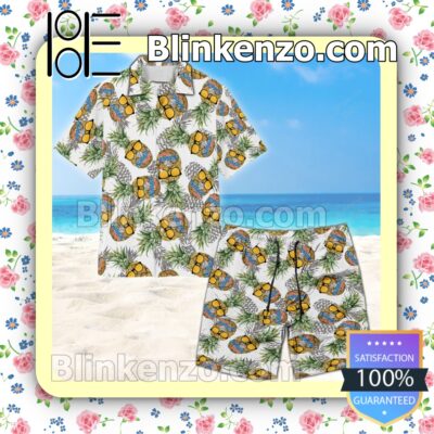 Natural Light Funny Pineapple Seamless Pattern Summer Hawaiian Shirt c