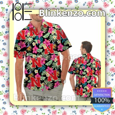 Nebraska Cornhuskers Hibiscus Mens Shirt, Swim Trunk