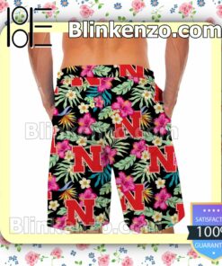 Nebraska Cornhuskers Hibiscus Mens Shirt, Swim Trunk a