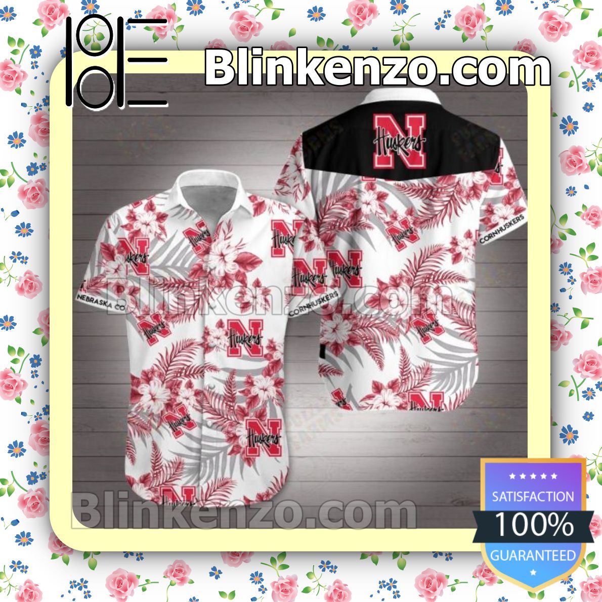 Nebraska Cornhuskers Red Tropical Floral White Summer Shirts