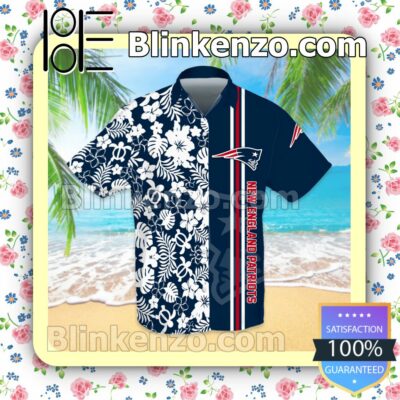 New England Patriots Flowery Navy Summer Hawaiian Shirt, Mens Shorts