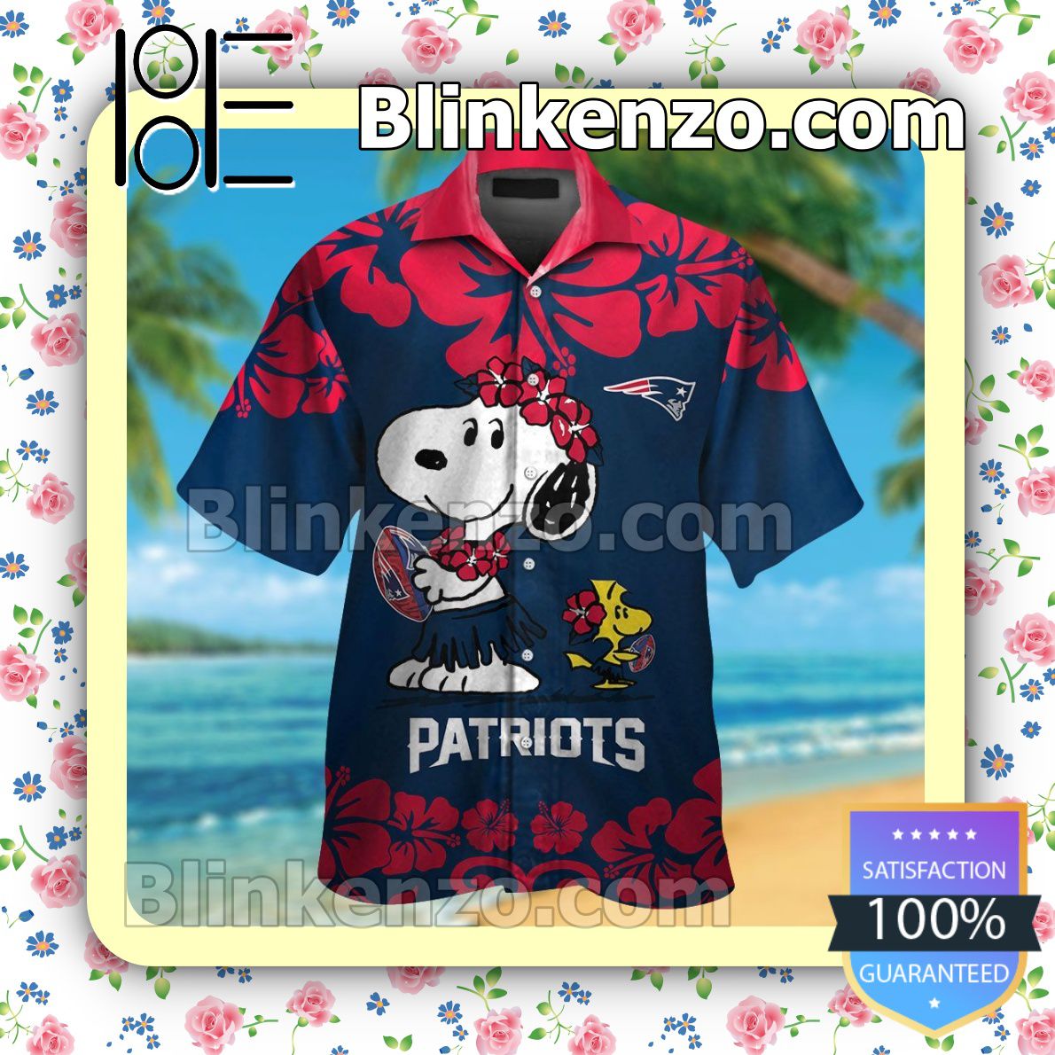 New England Patriots & Snoopy Mens Shirt, Swim Trunk