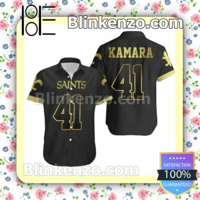 New Orleans Saints 41 Alvin Kamara Black Golden Edition Summer Shirt