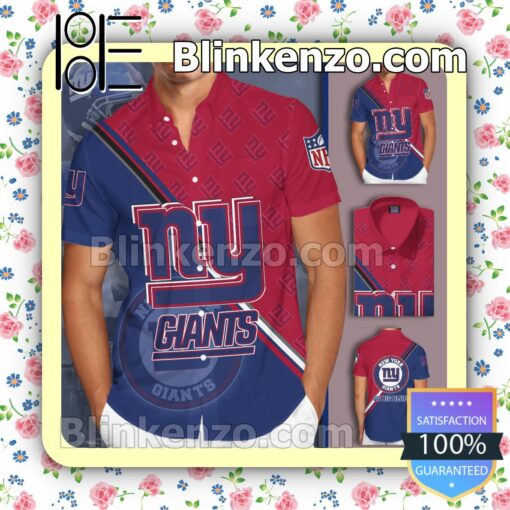 New York Giants Football Team Sports Summer Hawaiian Shirt, Mens Shorts