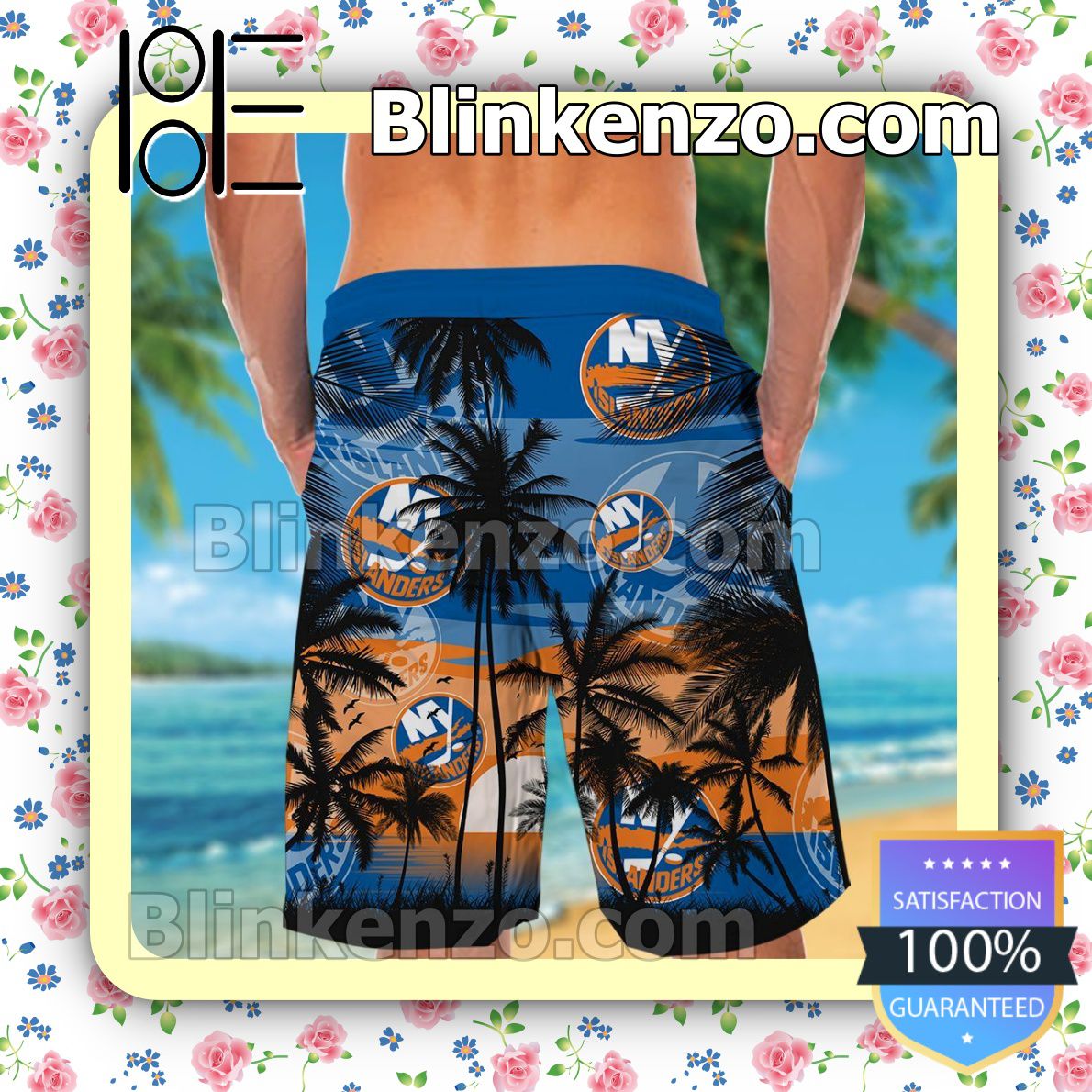 Vibrant New York Islanders Mens Shirt, Swim Trunk