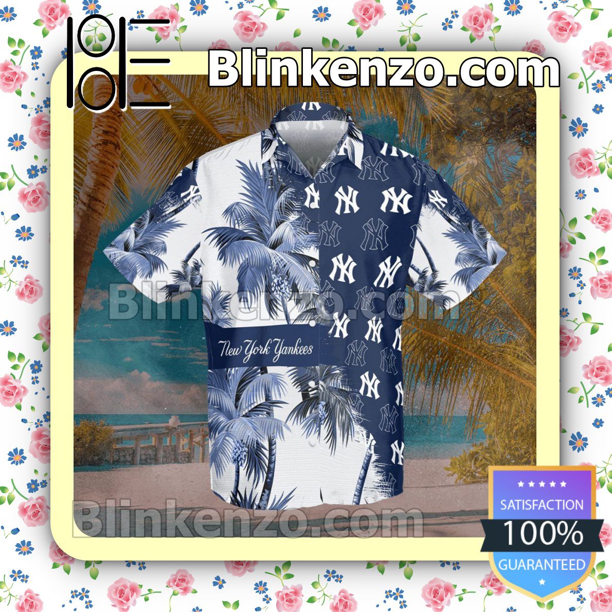 New York Yankees Hawaiian Shirt Men Women - T-shirts Low Price