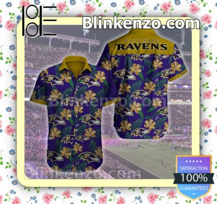 Nfl Baltimore Ravens Logo Flower Purple Summer Shirt