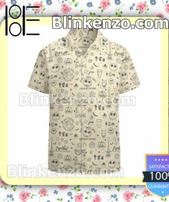 Nightmare Before Christmas Emoji Beige Summer Hawaiian Shirt, Mens Shorts