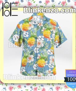 North Carolina Tar Heels Pineapple Flowery Light Blue Summer Hawaiian Shirt a