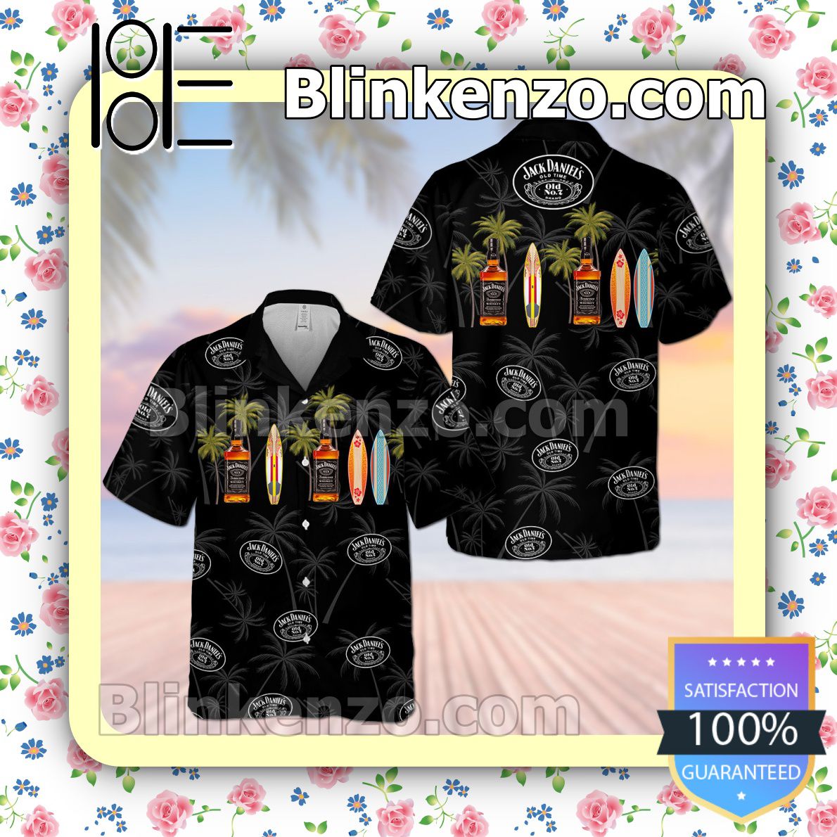 Old No. 7 - Jack Daniel Summer Hawaiian Shirt, Mens Shorts