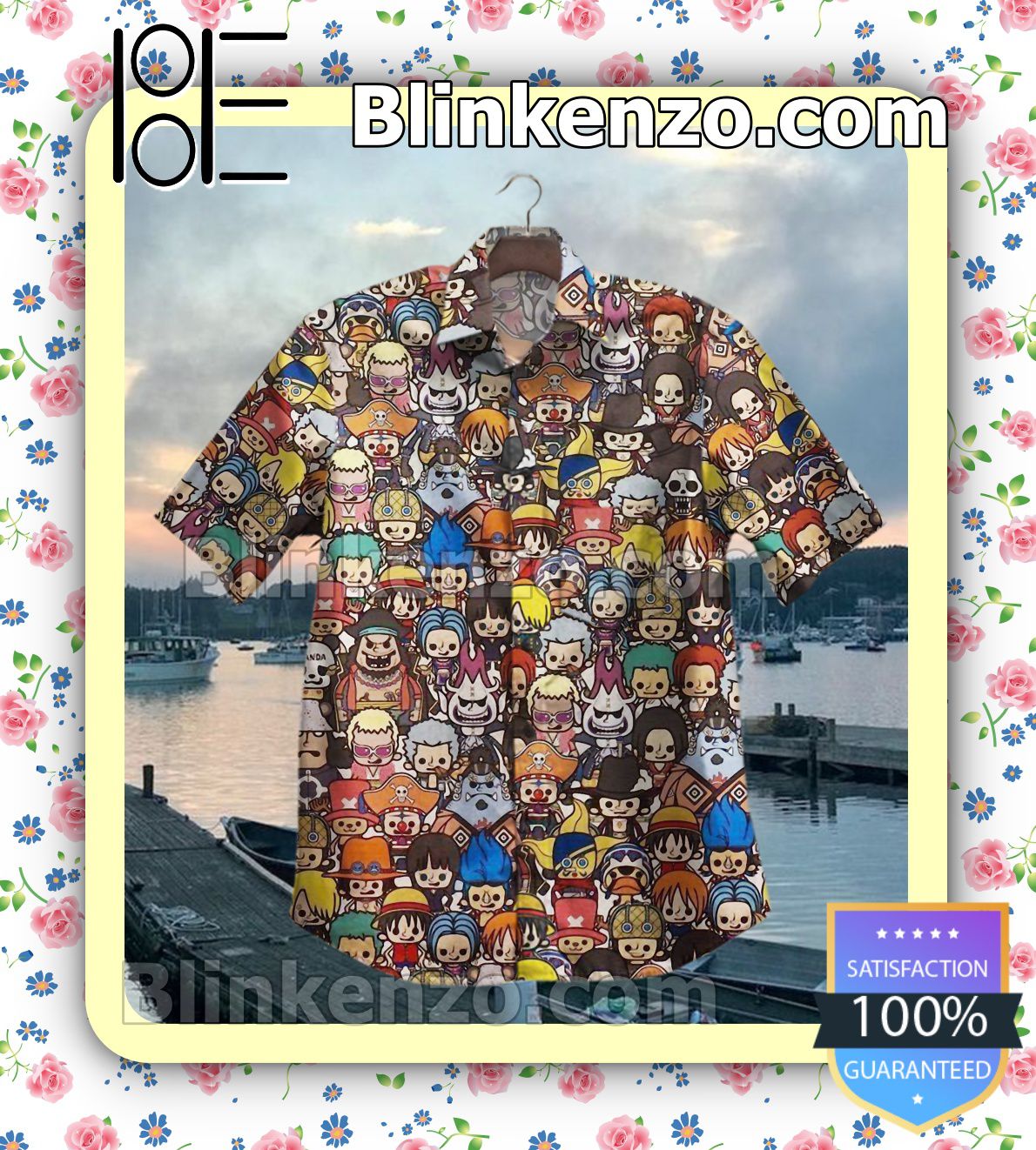 One Piece Chibi Characters Full Print Casual Button-down Shirts