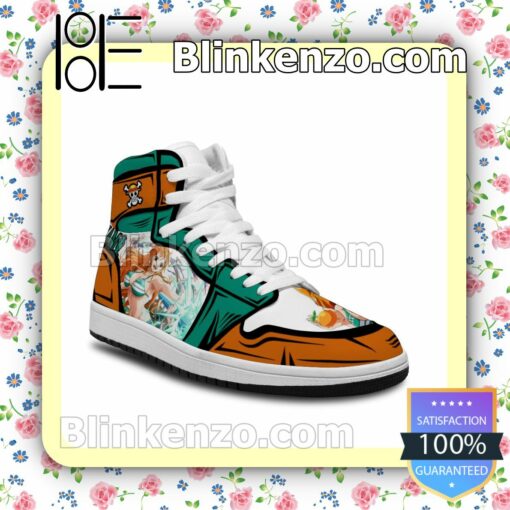 One Piece Nami Custom Anime Air Jordan 1 Mid Shoes a