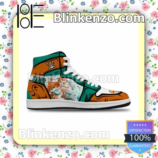 One Piece Nami Custom Anime Air Jordan 1 Mid Shoes b