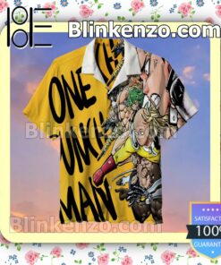 One Punch Man Characters Yellow Summer Hawaiian Shirt, Mens Shorts