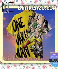 One Punch Man Characters Yellow Summer Hawaiian Shirt, Mens Shorts a