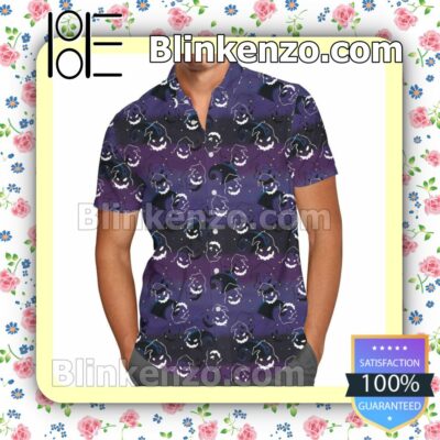 Oogie Boogie Pattern Disney Cartoon Graphics Purple Summer Hawaiian Shirt, Mens Shorts