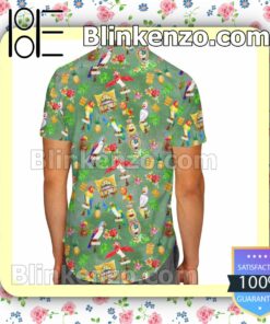 Orange Bird & Tiki Friends Enchanted Tiki Room Disney Green Summer Hawaiian Shirt, Mens Shorts a