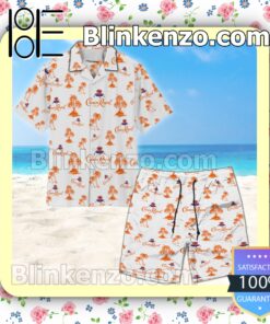 Orange Crown Royal Palm Tree Unisex White Summer Hawaiian Shirt b
