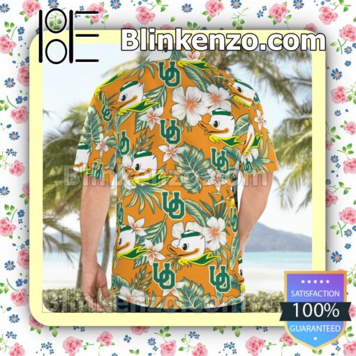 Oregon Ducks Flowery Orange Summer Hawaiian Shirt, Mens Shorts a