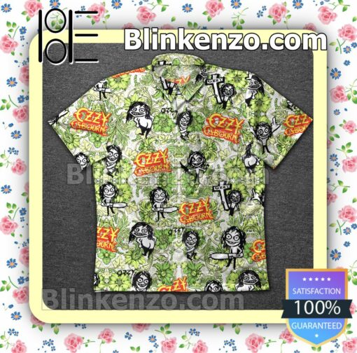 Ozzy Osbourne Green Flower Pattern Summer Shirt
