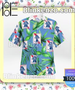 Pabst Blue Ribbon Beer Flowery Blue Summer Hawaiian Shirt