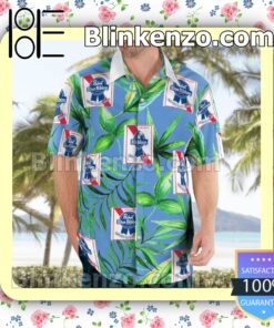 Pabst Blue Ribbon Beer Flowery Blue Summer Hawaiian Shirt a