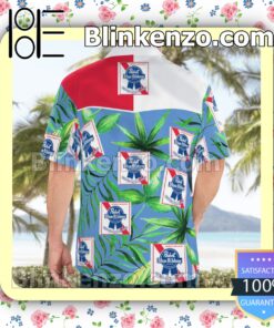Pabst Blue Ribbon Beer Flowery Blue Summer Hawaiian Shirt b