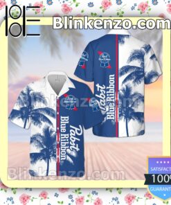 Pabst Blue Ribbon Palm Tree Summer Hawaiian Shirt