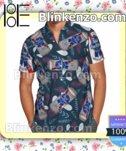 Pabst Blue Ribbon Summer Hawaiian Shirt, Mens Shorts