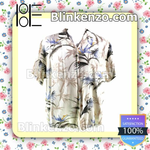 Paradise Found Large Floral Bird Of Paradise Bamboo Rayon Summer Shirt