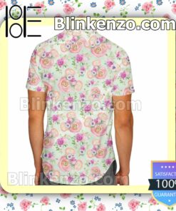 Peachy Floral Minnie Ears Disney Cartoon Graphics Inspired Summer Hawaiian Shirt, Mens Shorts a