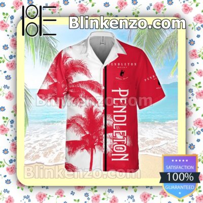 Pendleton Palm Tree White Red Summer Hawaiian Shirt a