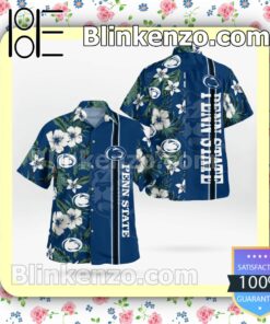 Penn State Nittany Lions Logo Flowery Navy Summer Hawaiian Shirt, Mens Shorts