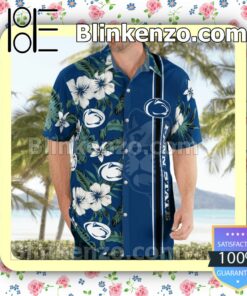 Penn State Nittany Lions Logo Flowery Navy Summer Hawaiian Shirt, Mens Shorts a