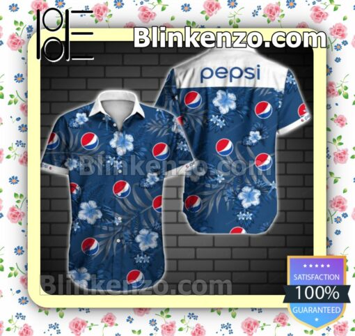 Pepsi Blue Tropical Floral Summer Shirt