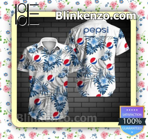 Pepsi Blue Tropical Floral White Style 2 Summer Shirt