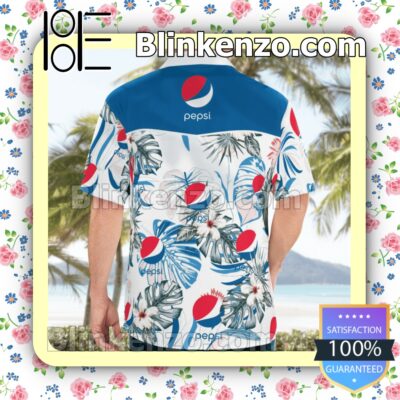 Pepsi Logo Flowery White Summer Hawaiian Shirt a