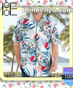 Pepsi Logo Flowery White Summer Hawaiian Shirt b